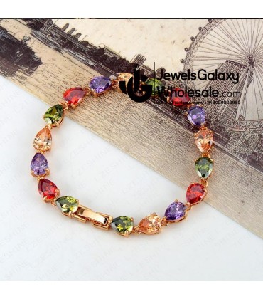 Rose Gold Plated Multicolour CZ Bracelet