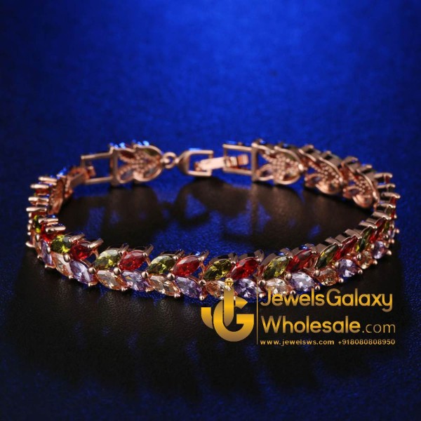 Rose Gold Plated American Diamond Single Strand Bracelet 3021