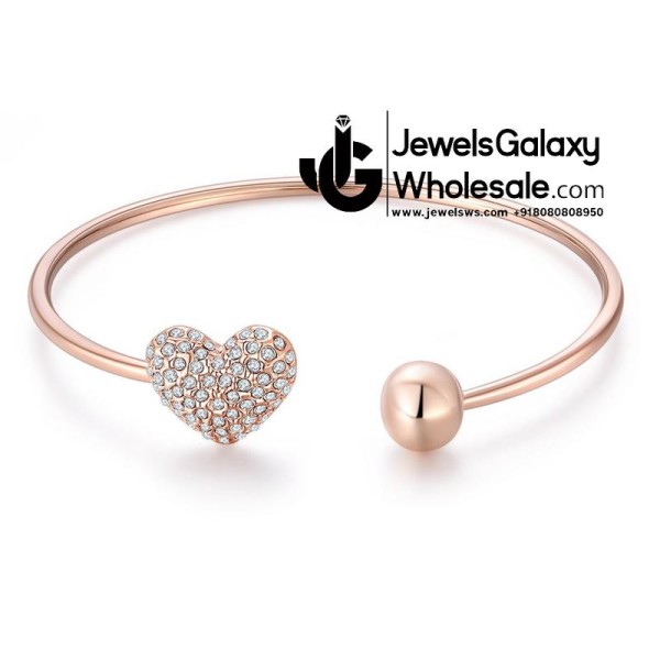 Rose Gold Plated American Diamond Heart Bracelet