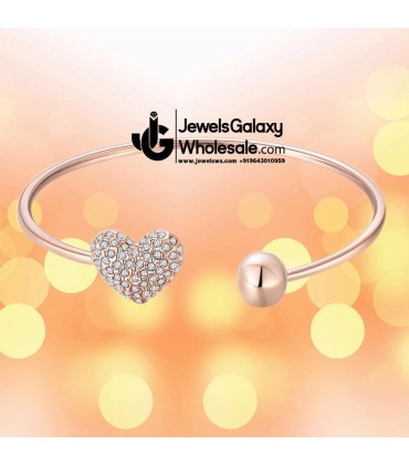 Rose Gold Plated American Diamond Heart Bracelet