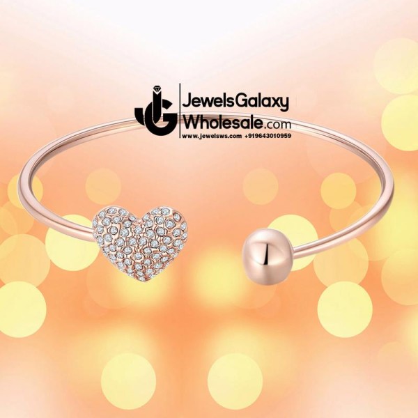 Rose Gold Plated American Diamond Heart Bracelet