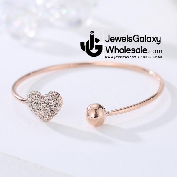 Rose Gold Plated American Diamond Heart Bracelet