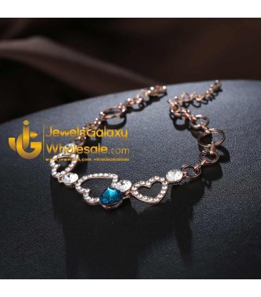 Rose Gold Plated Heart Design Multicolour Fashion Bracelet 3133