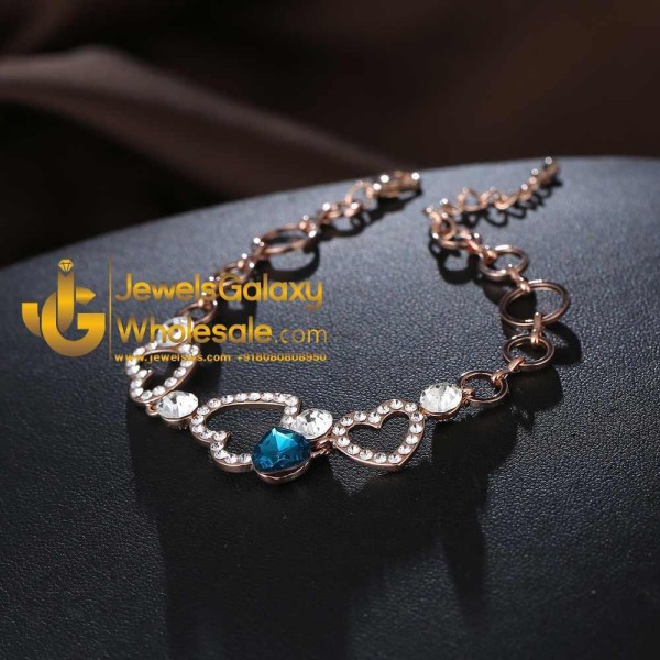 Rose Gold Plated Heart Design Multicolour Fashion Bracelet 3133