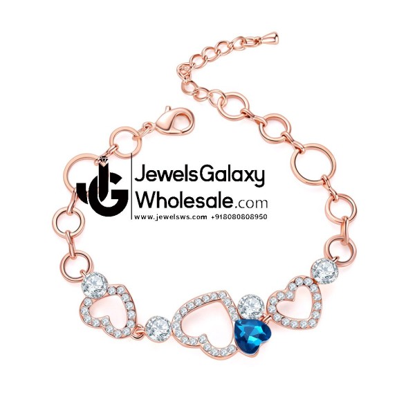 Rose Gold Plated Heart Design Multicolour Fashion Bracelet 3133