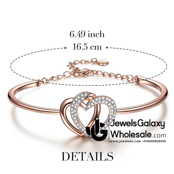 Rose Gold Plated American Diamond Heart Design Fashion Bracelet 3157