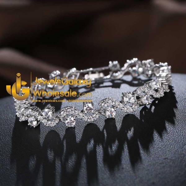 Platinum Plated American Diamond Single Strand Fashion Bracelet 3068