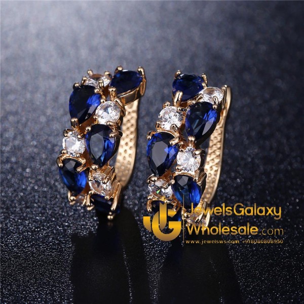 Rose Gold Plated Blue Cubic Zirconia Jewellery Set with Ring 4041