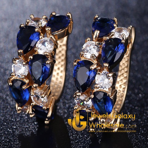 Rose Gold Plated Blue Cubic Zirconia Jewellery Set with Ring 4041