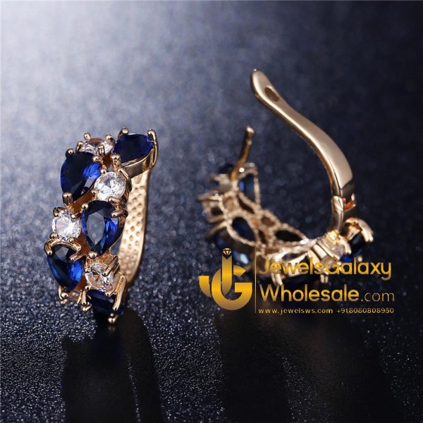 Rose Gold Plated Blue Cubic Zirconia Jewellery Set with Ring 4041