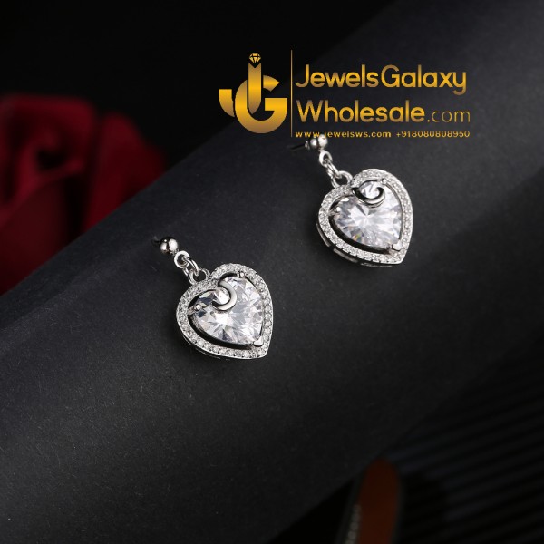 Platinum Plated American Diamond Hearts Jewellery Set 4075