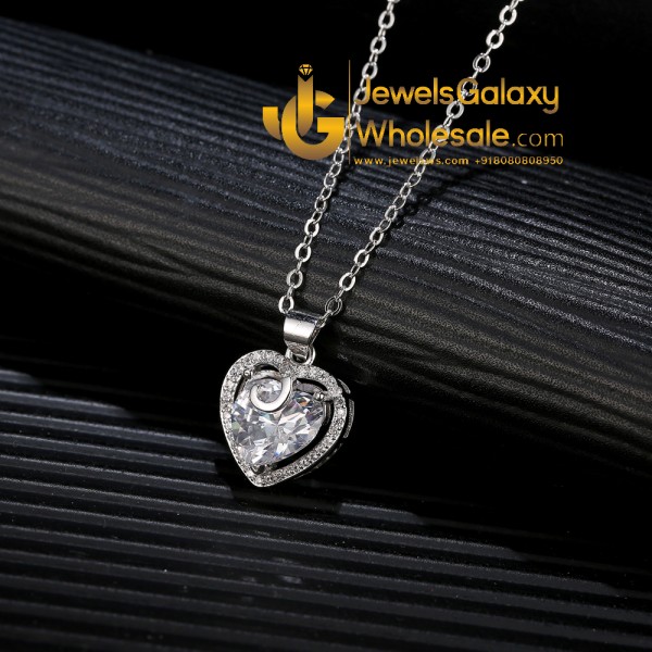 Platinum Plated American Diamond Hearts Jewellery Set 4075