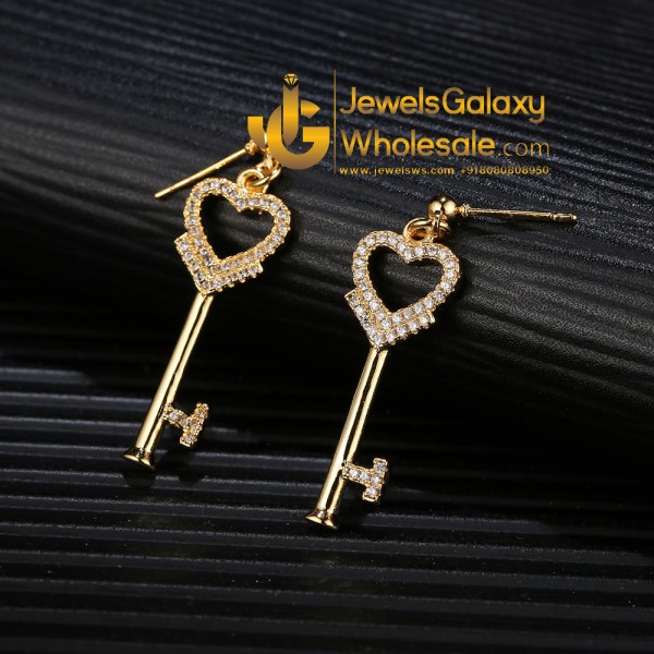 Gold Plated Hearts Golden Key Shaped Jewellery Set 4076