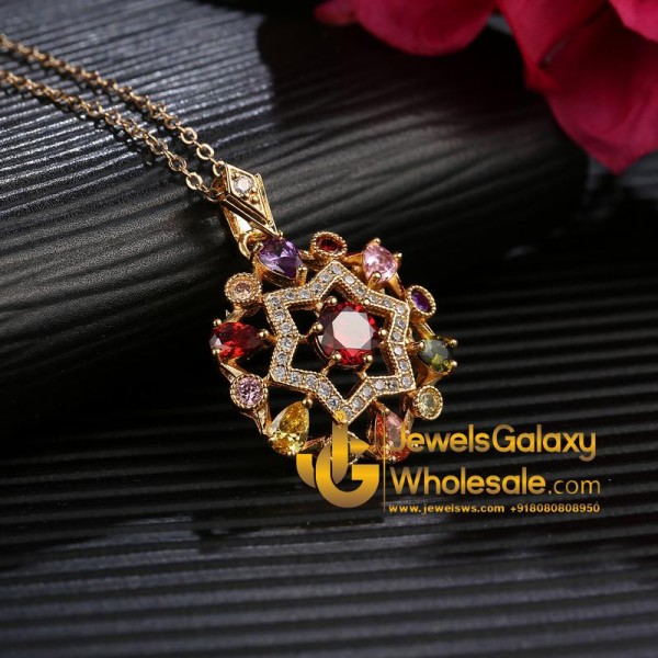 Gold Plated Cubic Zirconia Star Shaped Pendant Set