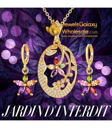 Gold Plated Cubic Zirconia Star Shaped Pendant Set