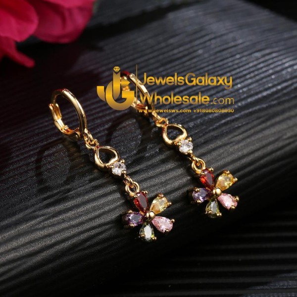 Gold Plated Cubic Zirconia Floral Shaped Pendant Set