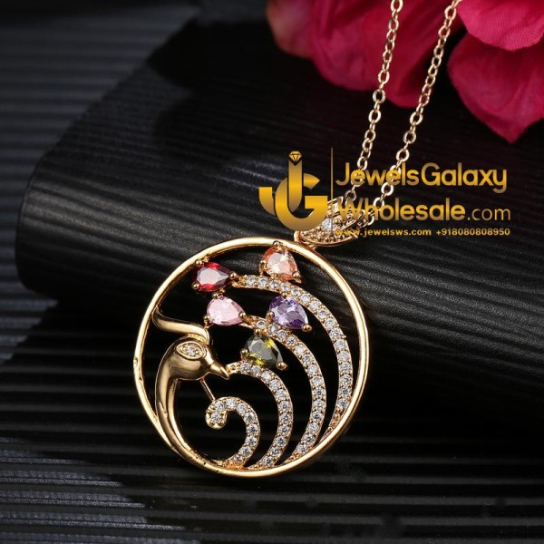 Gold Plated Cubic Zirconia Mayur Pendant Set