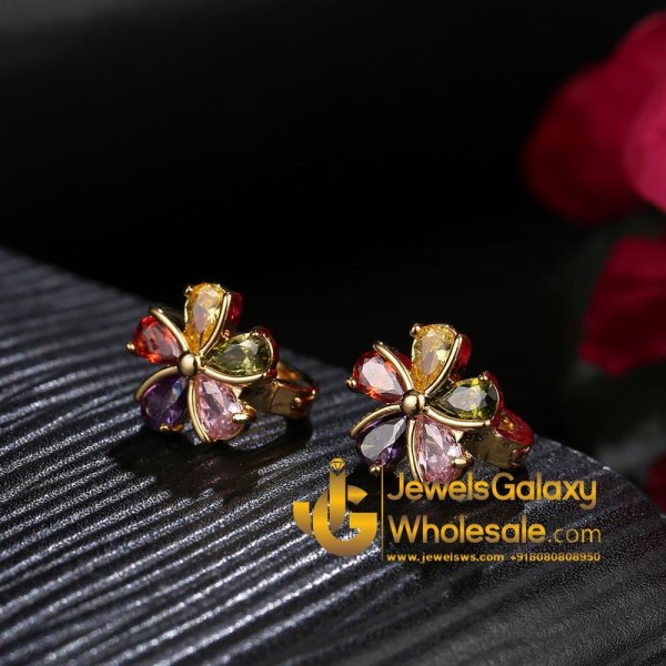 Gold Plated Cubic Zirconia Floral Shaped Pendant Set