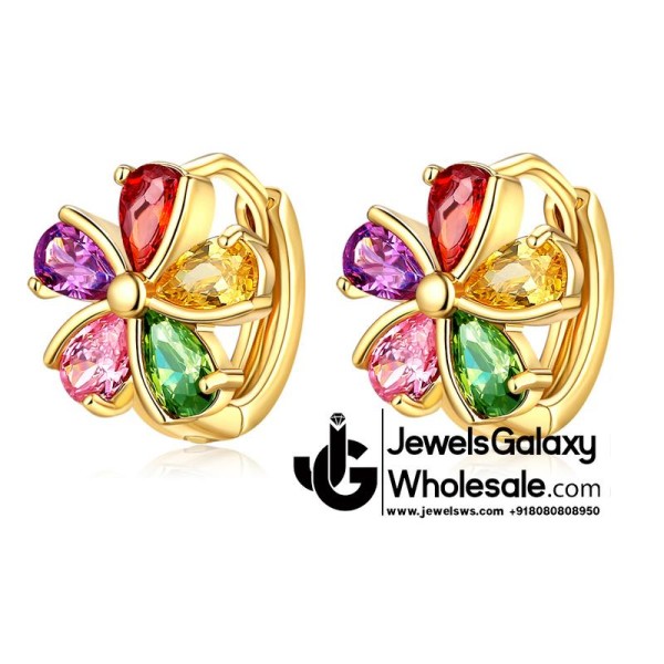 Gold Plated Cubic Zirconia Floral Shaped Pendant Set