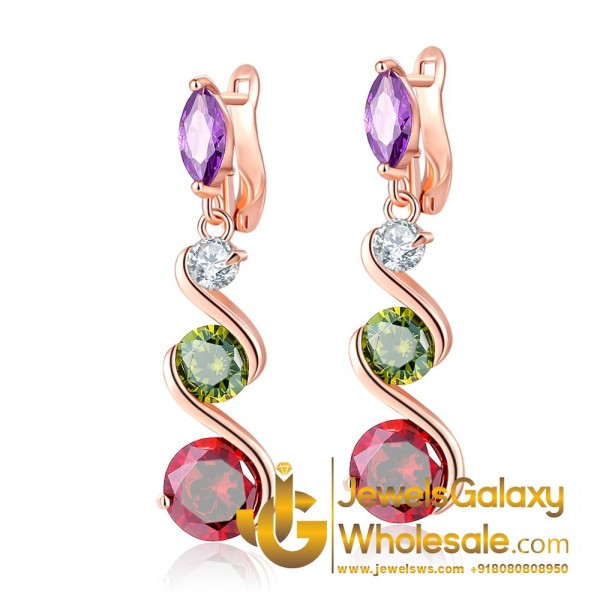 Cubic Zirconia Rose Gold Plated Drop Earrings 1038