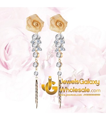 Rose Gold Plated American Diamond Rose inspired Drop Earrings