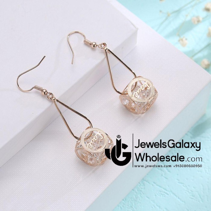 Crystal Elements Rose Gold Plated Drop Earrings 2226