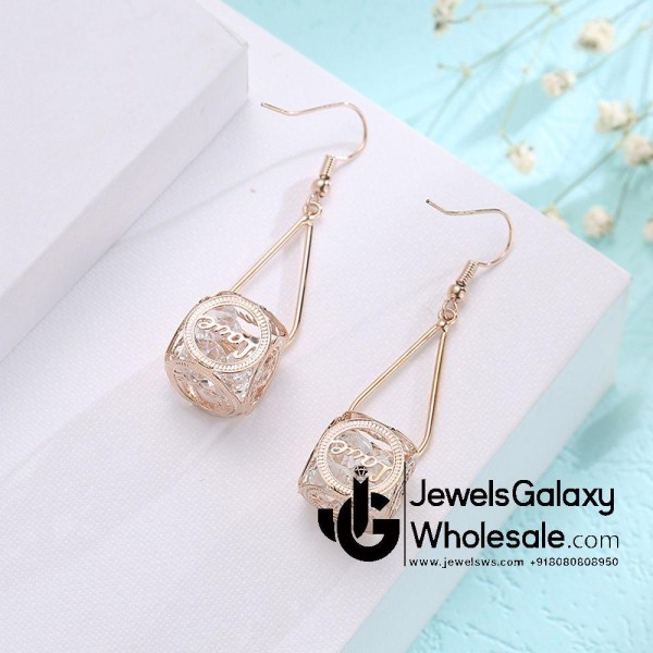 Crystal Elements Rose Gold Plated Drop Earrings 2226