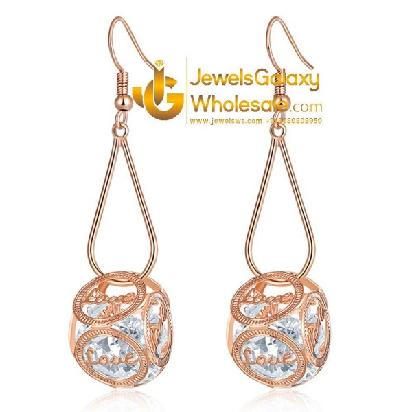 Crystal Elements Rose Gold Plated Drop Earrings 2226