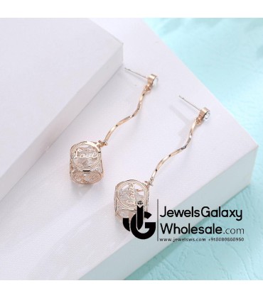 Crystal Elements Rose Gold Plated Chain Drop Earrings 2228