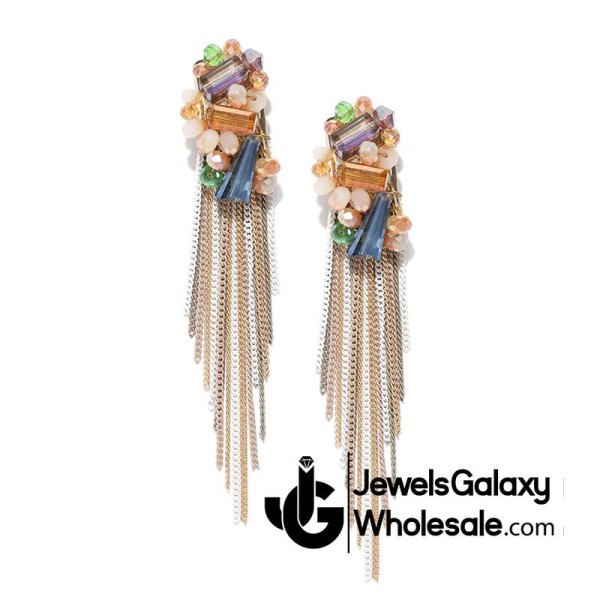 Onyx Multicolour Designer Chain Drop Earrings