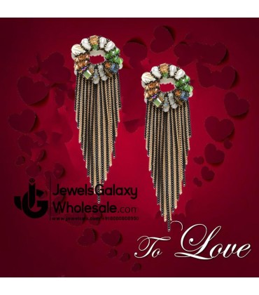 Onyx Multicolour Designer Chain Drop Earrings