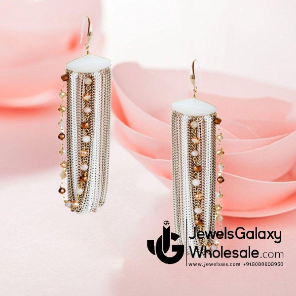 Onyx Multicolour Designer Chain Drop Earrings 2256