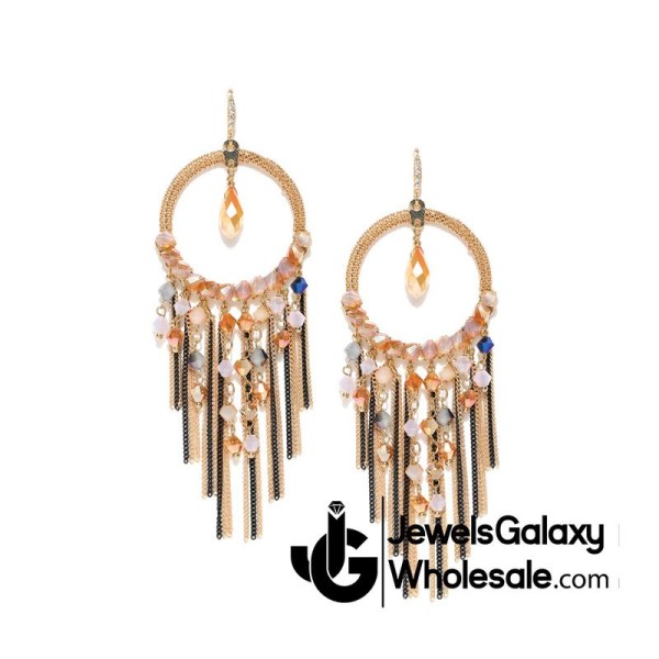 Onyx Multicolour Designer Chain Drop Earrings