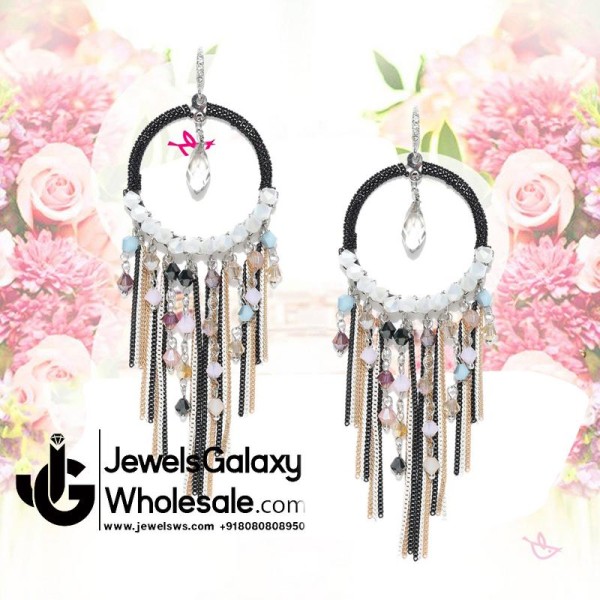 Onyx Multicolour Designer Chain Drop Earrings