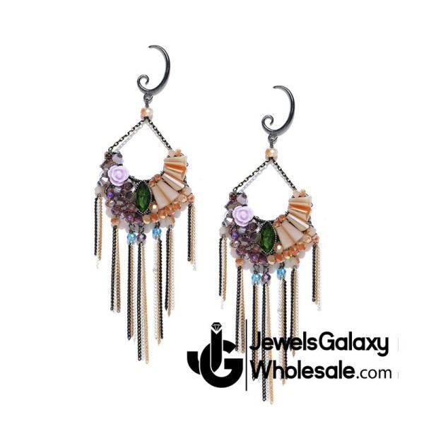 Onyx Multicolour Designer Chain Drop Earrings