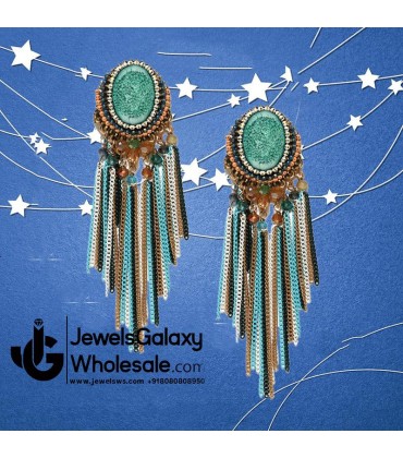 Onyx Multicolour Designer Chain Drop Earrings