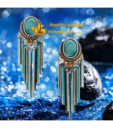 Onyx Multicolour Designer Chain Drop Earrings 2260