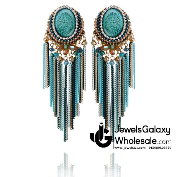 Onyx Multicolour Designer Chain Drop Earrings 2260