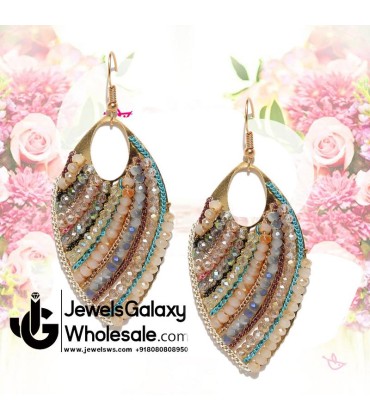 Onyx Multicolour Designer Chain Drop Earrings