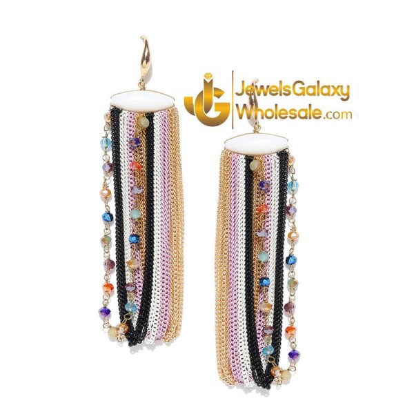 Onyx Multicolour Designer Chain Drop Earrings