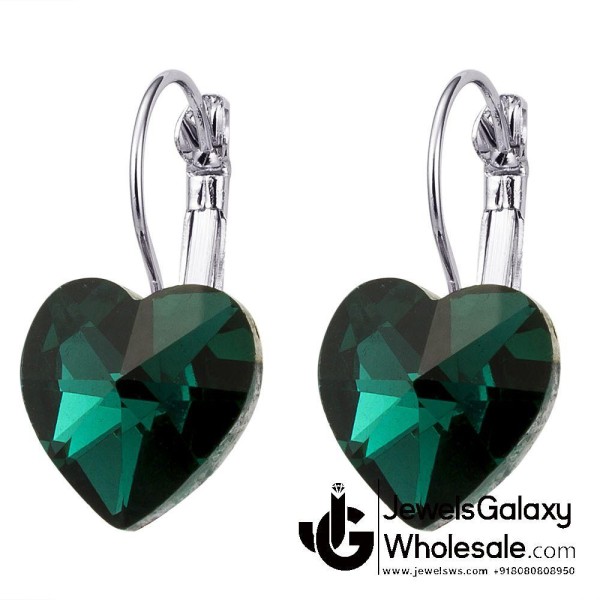 Platinum Plated Heart Shape Crystal Clip-On Earrings 2280