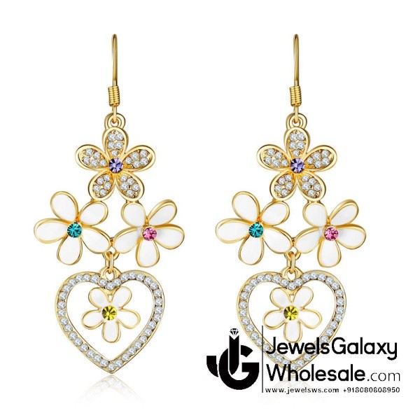 Crystal Elements Gold Plated Floral Drop Earrings 2305