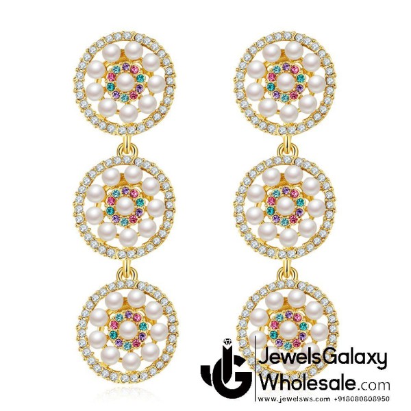 Crystal Elements Circle of Life Multicolour Pearl Drop Earrings 2306
