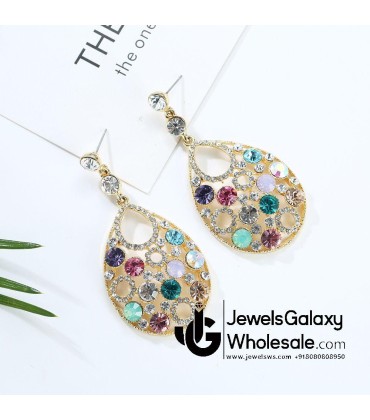 Crystal Elements Gold Plated Multicolour Chandelier Earrings 2307