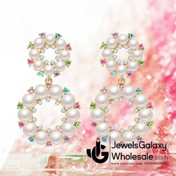 Crystal Elements Multicolour Circle Of Life Pearl Earrings 2309