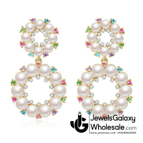 Crystal Elements Multicolour Circle Of Life Pearl Earrings 2309