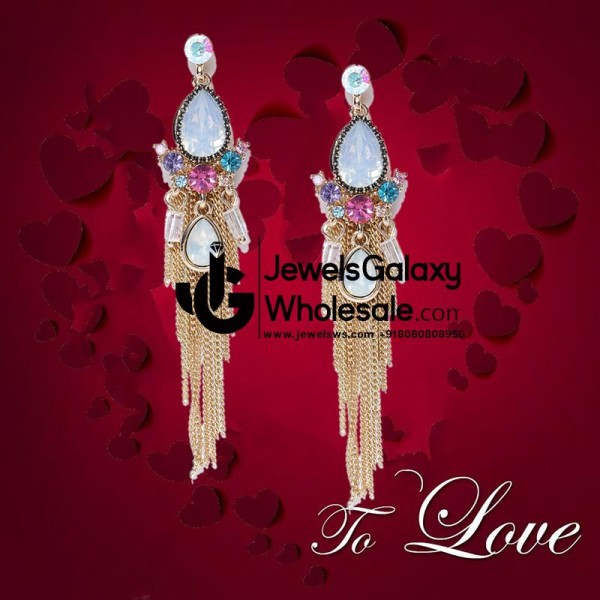 Opal Folklore Gemisphere Gold Plated Multicolour Chain Drop Earrings