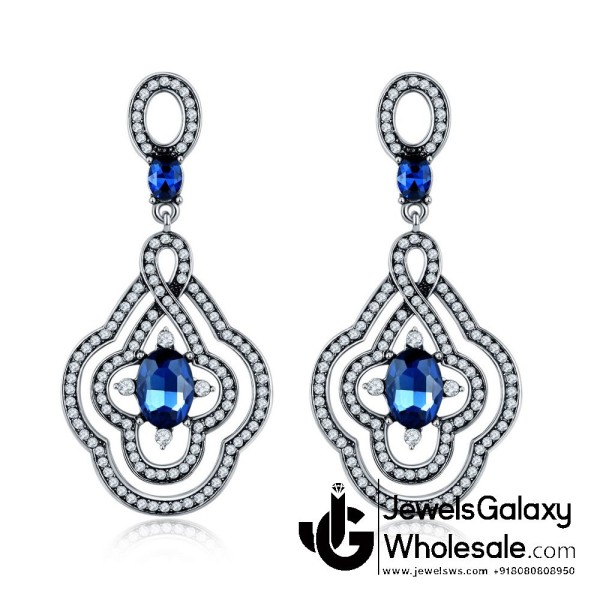 Crystal Elements Platinum Plated Drop Earrings 2344