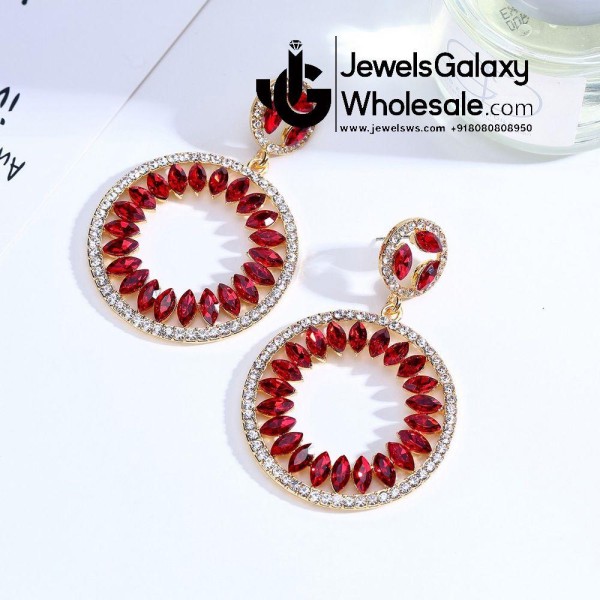 Gold Plated Circle of Life Crystal Earrings 2392