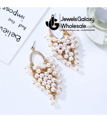 White Pearl Drop Earrings 2397